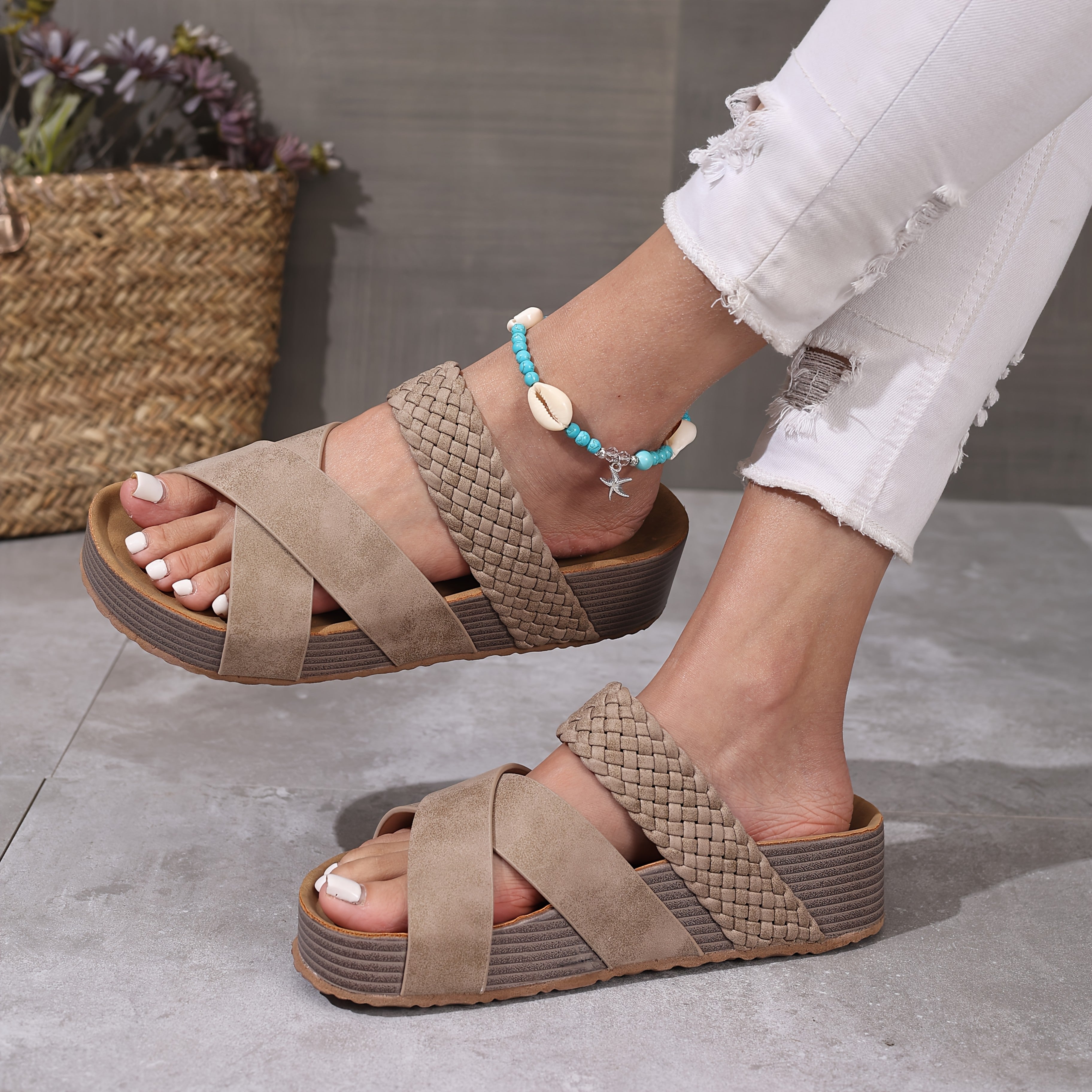 Women's Casual Sandals Durable Flip Flops Flat Shoes