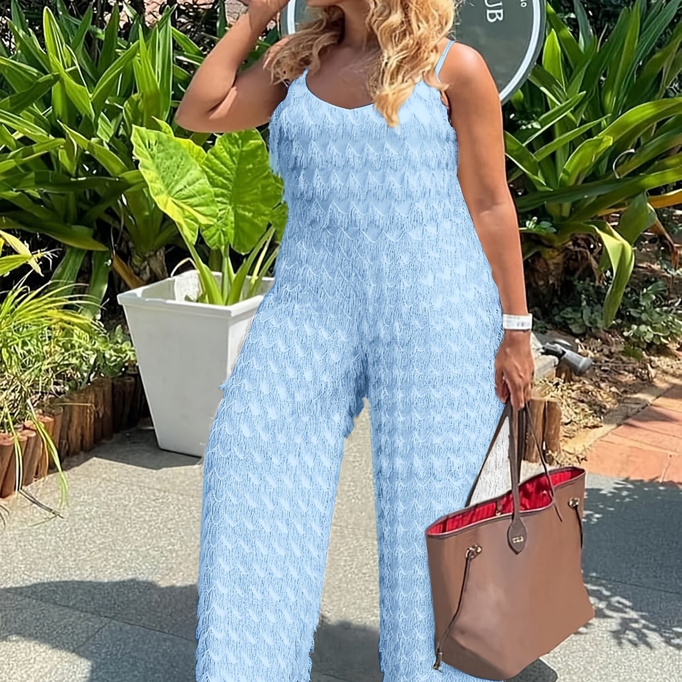 Plus Size Women's Jumpsuit Oversized Wide Strap Bodysuit