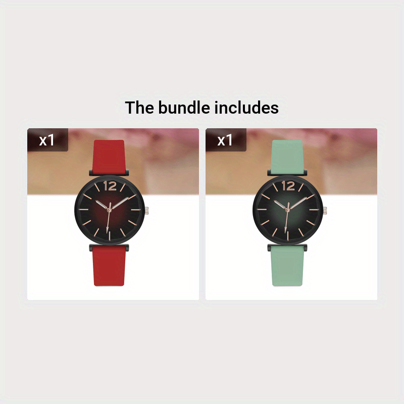 Women's Retro Gradient Dial Quartz Silicone Watch with Round Analog Display