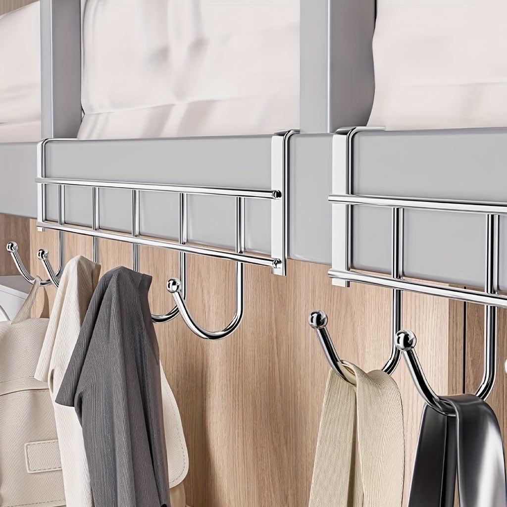 Contemporary Metal Over-the-Door Hanger with 5 Hooks for Coats Towels Rust-Resistant