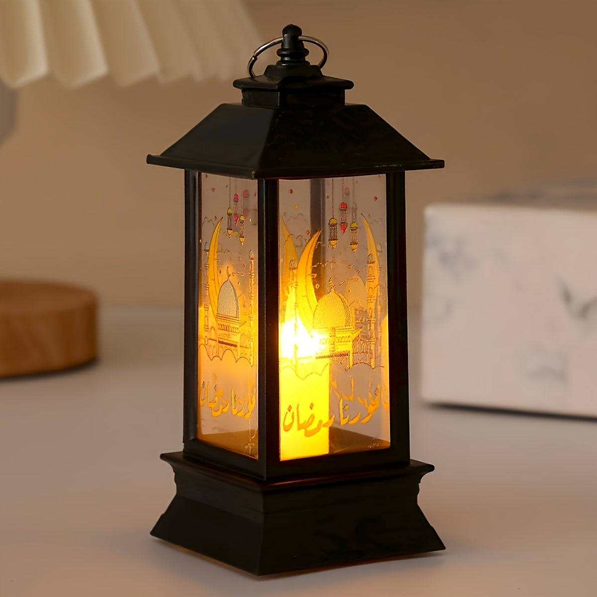 Rustic LED Lantern for Home Decor and Festive Celebrations Battery Operated Plastic Traditional Style