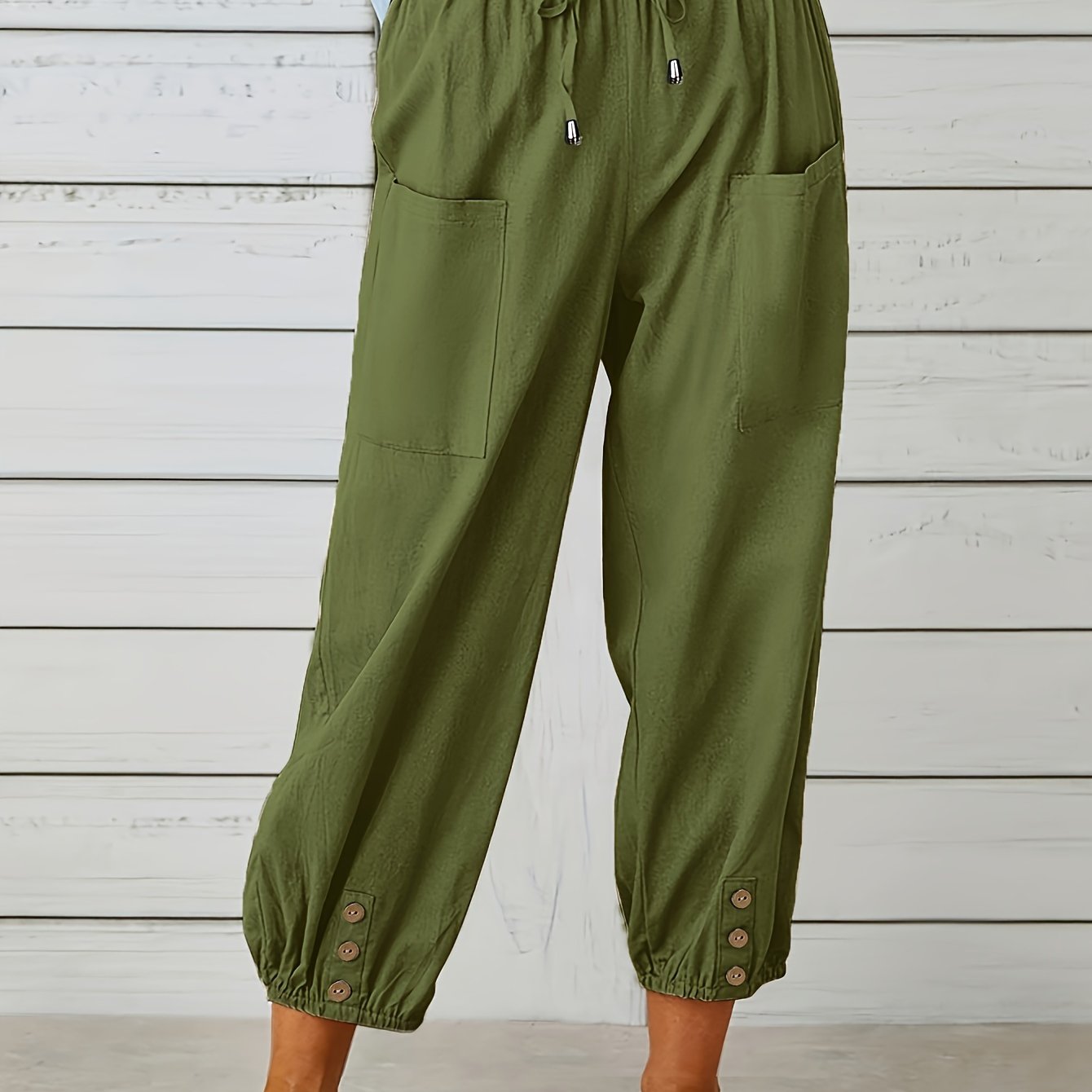 Women’s Summer High-Waist Crochet Pants Solid Color Long Casual Stretch