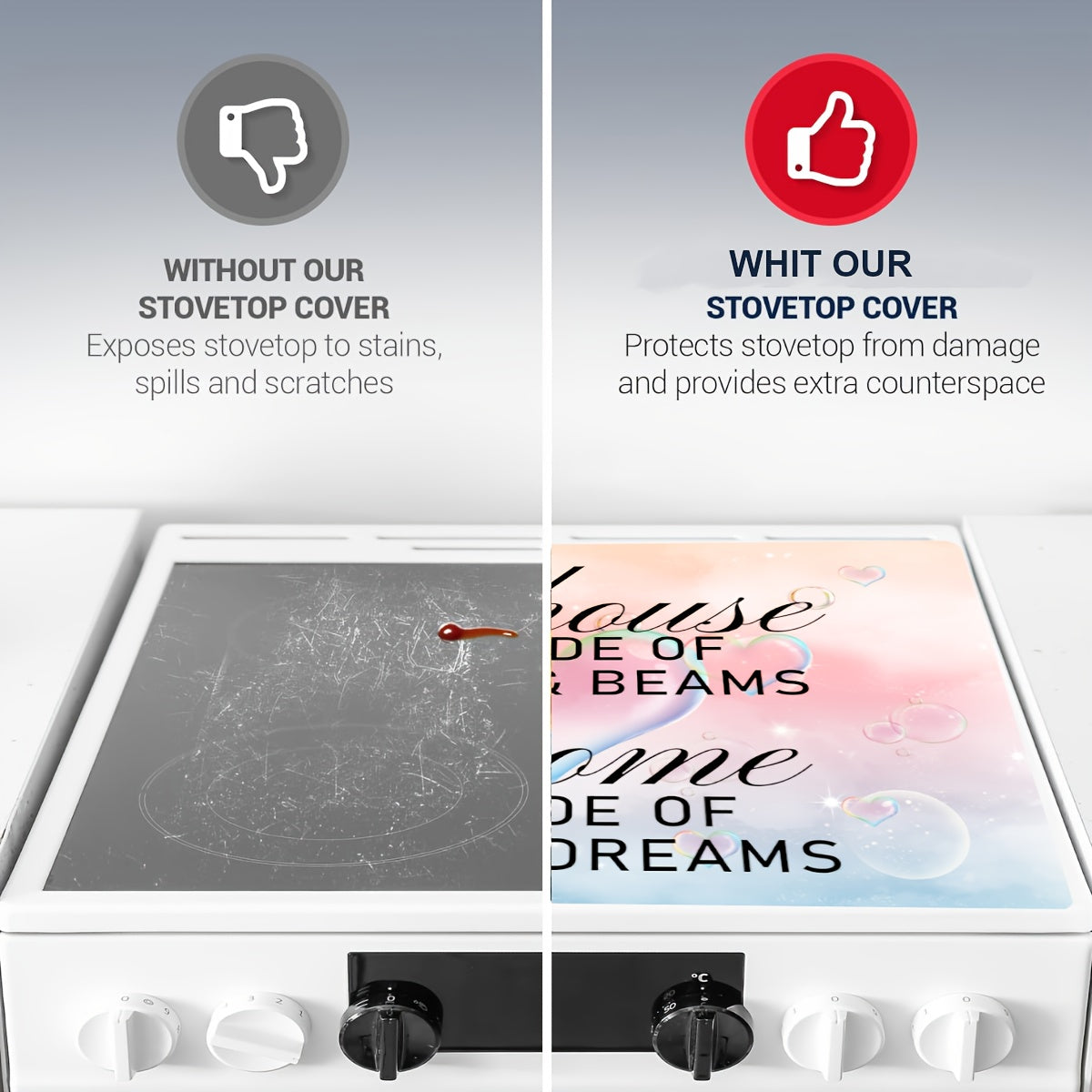 Экстра большой быстросохнущий диатомовый коврик для плиты - Полный любви нескользящий коврик для столешницы для электрических стеклянных плит и кофемашин | Пылезащитный и водоотталкивающий кухонный дренажный коврик, декор для домашней кухни
