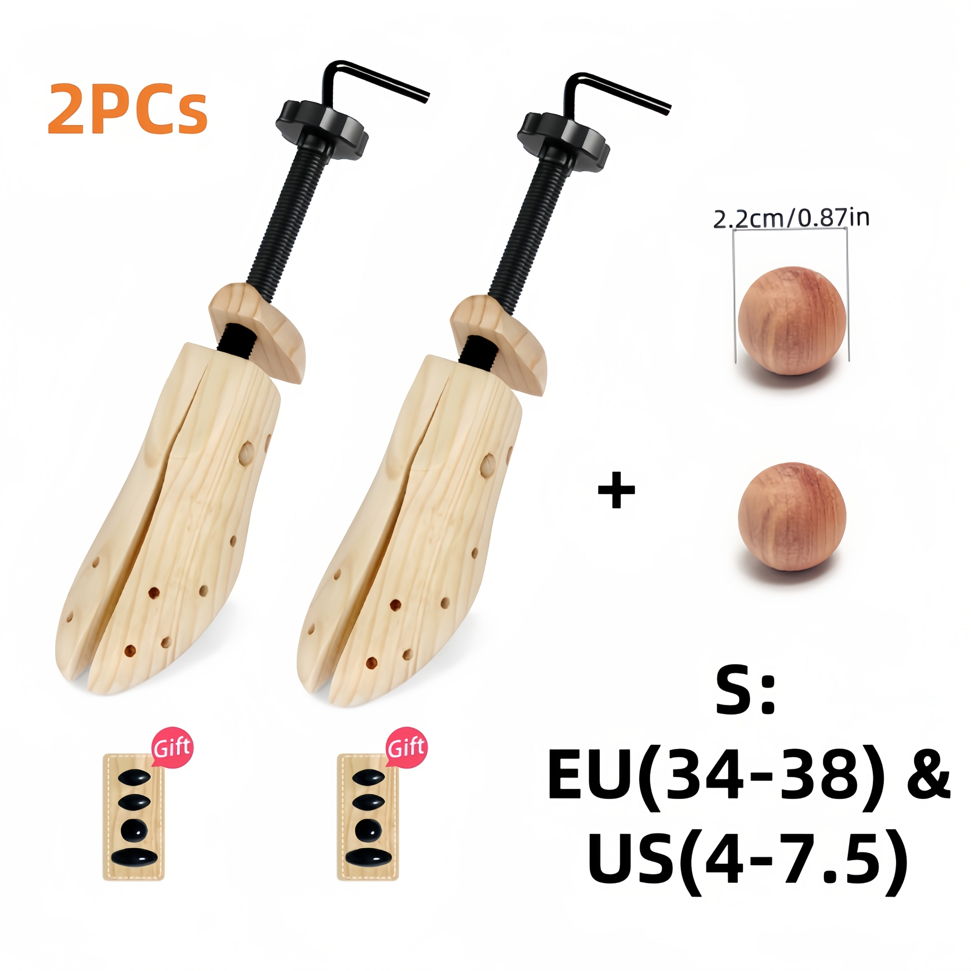 Men Women Wooden Shoe Stretchers 2-Way Width Length Shoe Maintainers