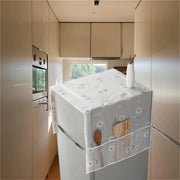Dust-Proof Refrigerator Cover with Leaf and Daisy Pattern Scratch-Resistant Kitchen Appliance Protector