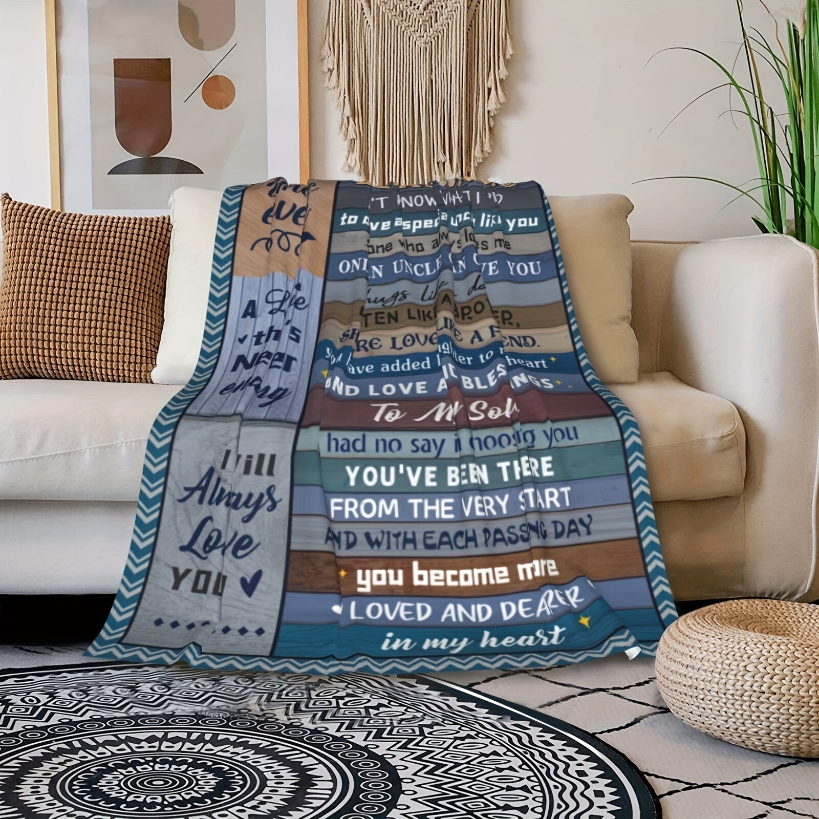Flannel Throw Blanket for Son with Inspirational Love Message Knitted All-Season Gift for Teens and Adults