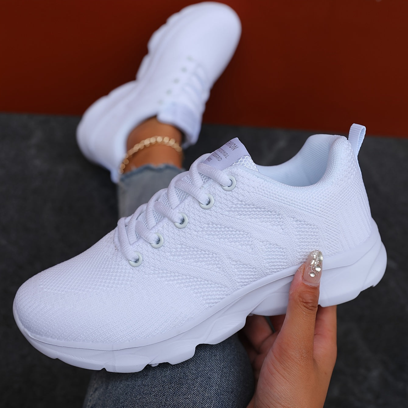 Women's Breathable Fabric Sneakers Low Top Casual Running Shoes