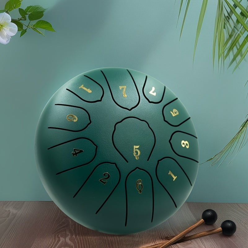 6-Inch 11-Tone Steel Tongue Drum Kit with Bag Mallets Music Book for Meditation Yoga Camping