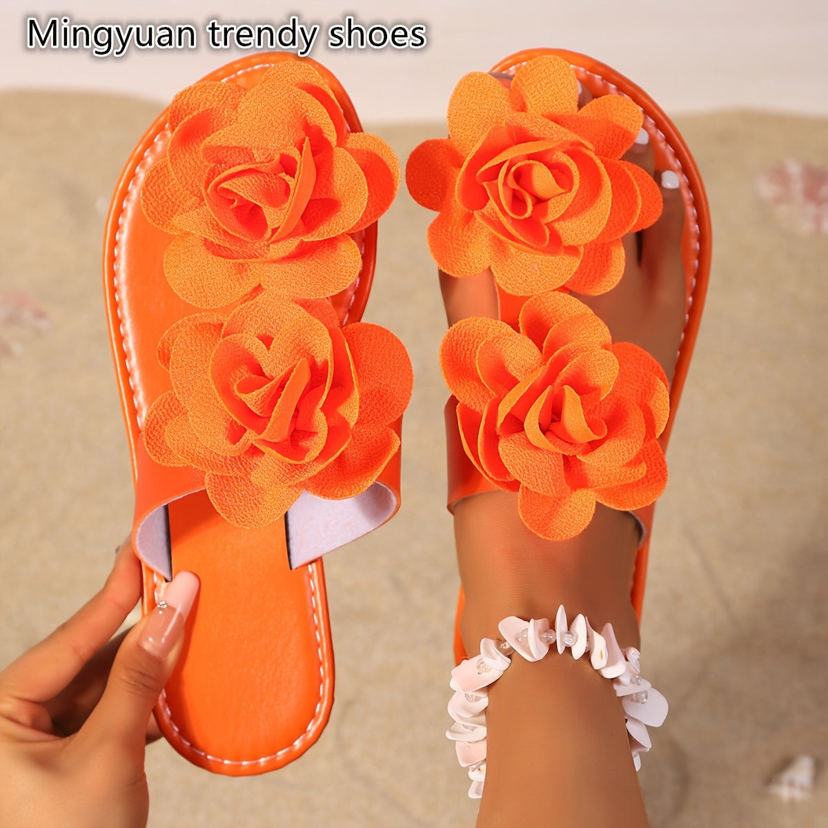 Women’s Floral Flat Slippers Non-Slip Summer Beach Shoes for Casual and Outings