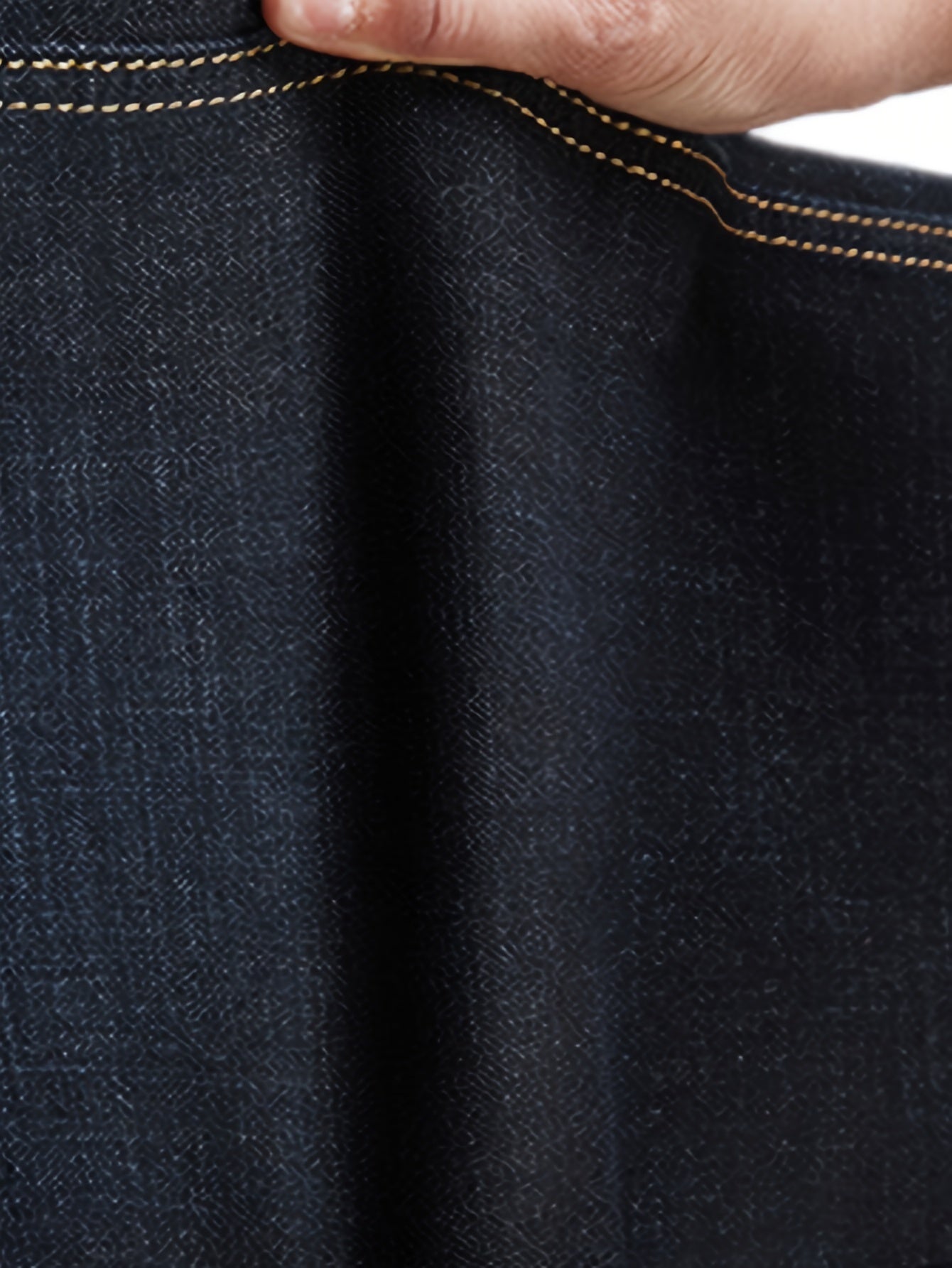 Plus Size Black Stretch Denim Jeans for Men Loose Fit Straight Leg All-Season