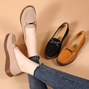 Women's Slip-On Loafers Faux Cover Round Toe Comfortable Casual Shoes