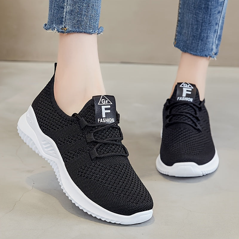 Women's Casual Sneakers Low Top Lace-Up All-Season Solid Color Fabric Upper Rubber Sole