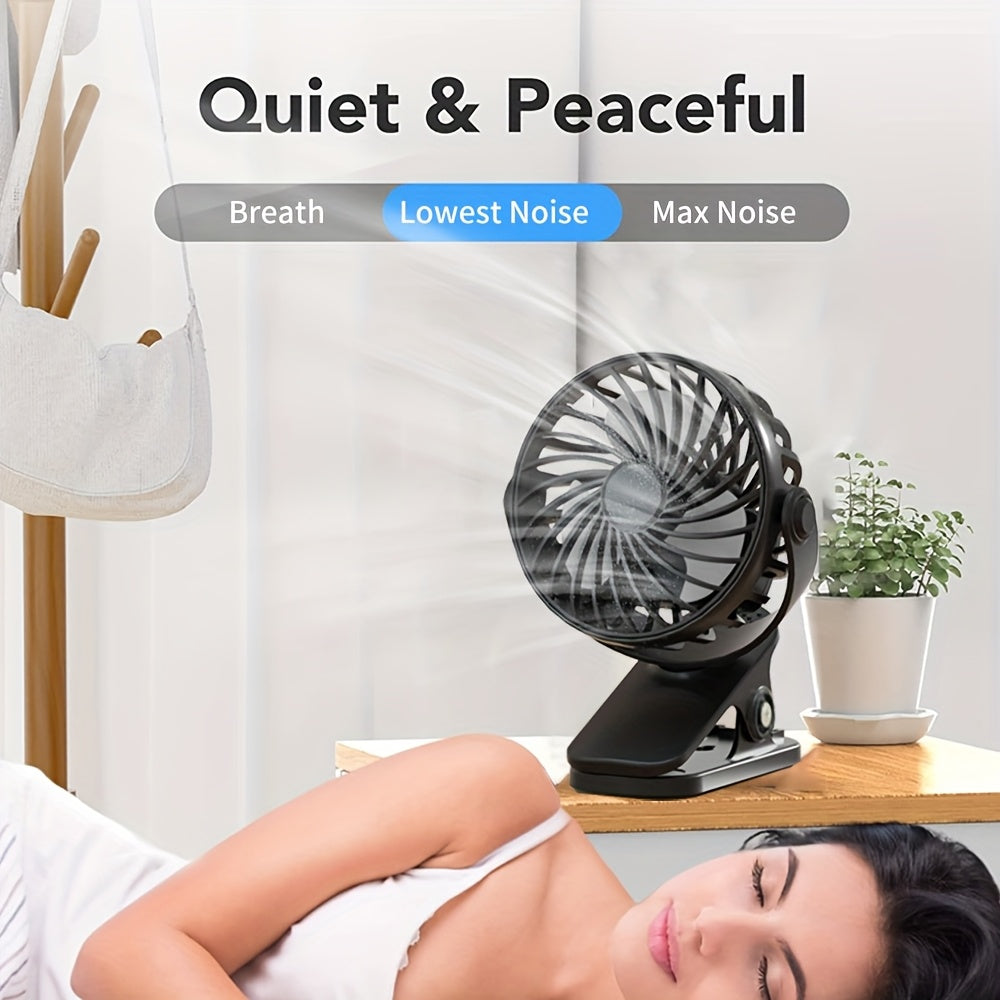 Quiet USB Rechargeable Desk Fan with Low Noise for Bedroom and Office