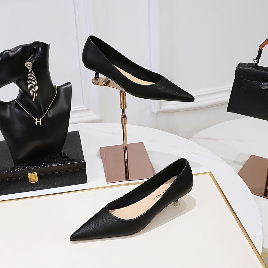 Women's All-Season Pointed Toe Mid Heel Office Shoes in Solid Color