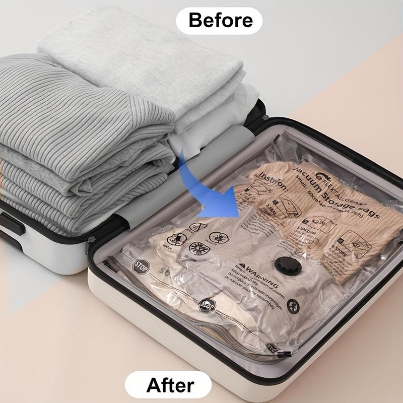 Set of 5 Reusable Vacuum-Sealed Storage Bags for Clothes and Bedding Space Saver