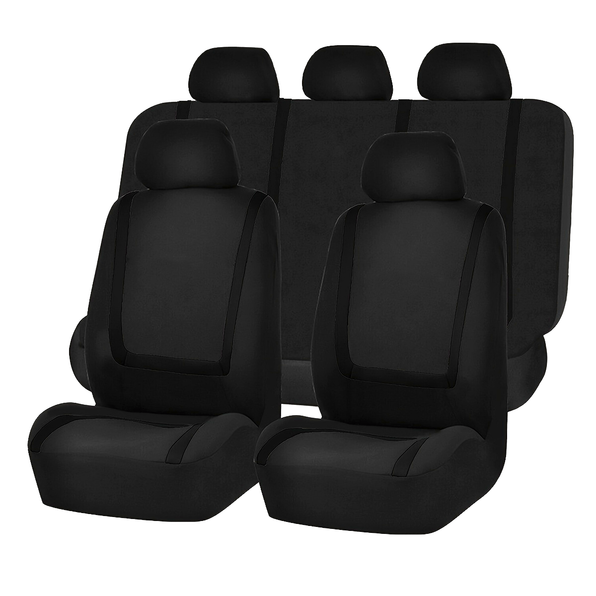 Car Seat Cover Set Black Polyester Sponge U-Shaped Splice 9pcs
