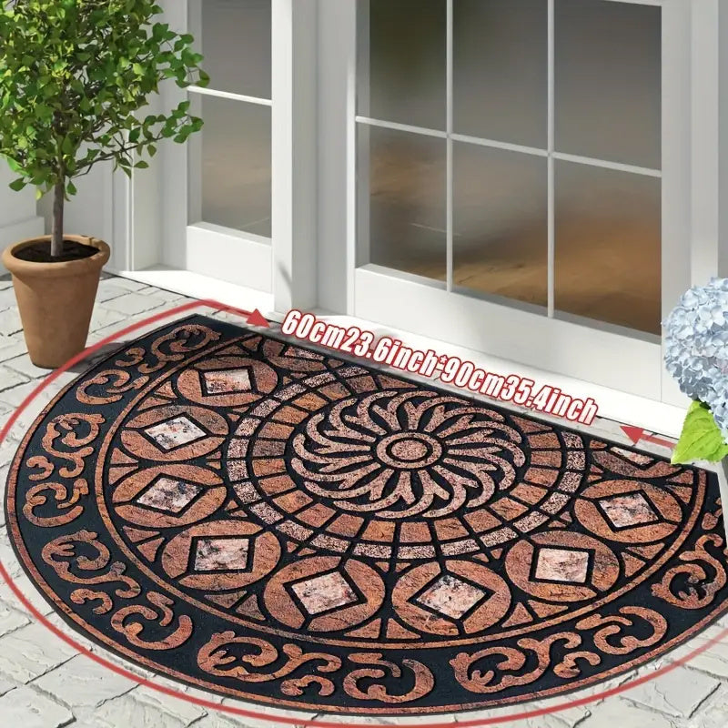 Semi-Circular Front Door Mat, Durable, Non-Slip, Stain-Resistant Entryway Rug