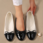 Zapatos planos de imitación de cobertura para mujer, con punta puntiaguda, sin cordones, color negro y blanco, para todas las estaciones