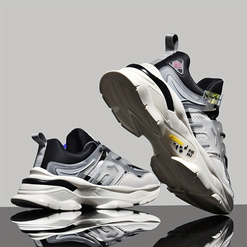 Men's Fabric Chunky Sneakers for Running Basketball and Workouts Breathable Shock Absorbing