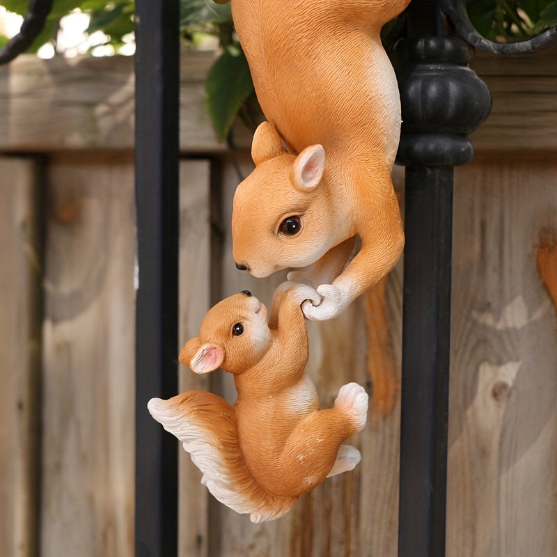 Resin Squirrel Garden Figurine Outdoor Rustic Animal Decor Easter