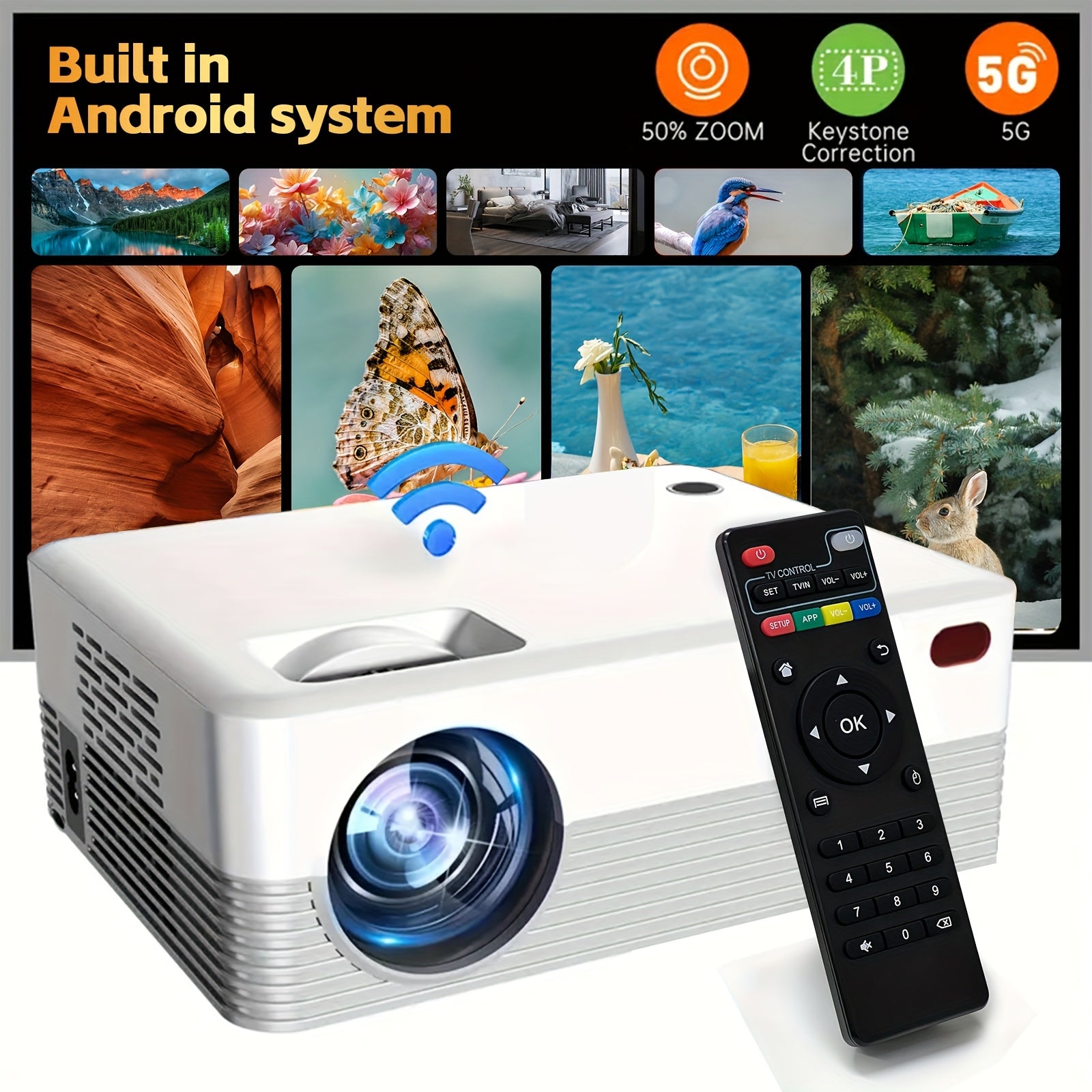 Mini Portable Projector for Home Theater 720P 4K Support 8000L