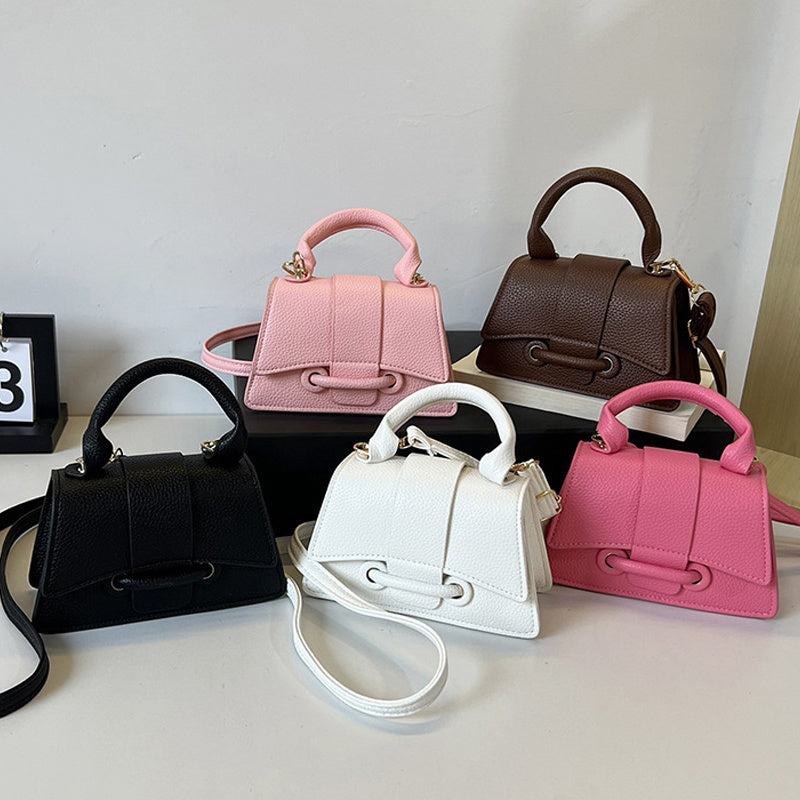 Women's Mini Crossbody Bag Small Square Solid Color PU Magnet Closure Adjustable Strap