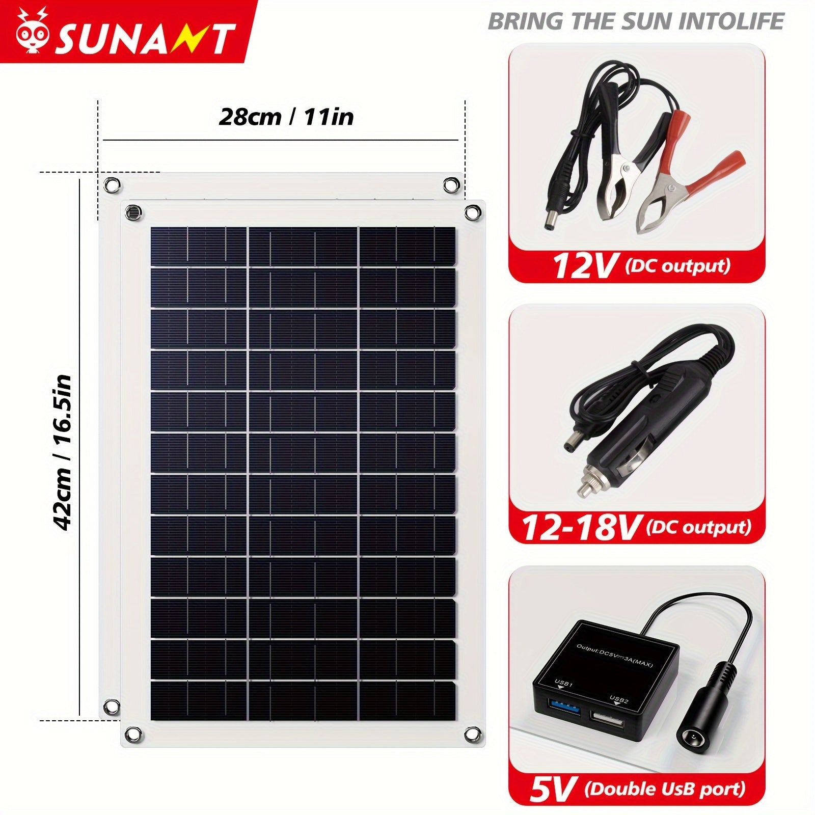 2-Pack 50W Solar Panels with USB DC Charging Controller for Cars Yachts RVs