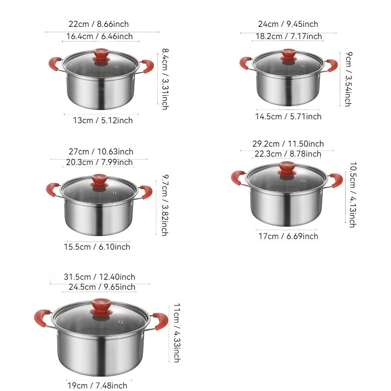 Shisha qopqoqli va asbob-uskunalar bilan 10 ta zanglamaydigan po'latdan tayyorlangan idishlar to'plami