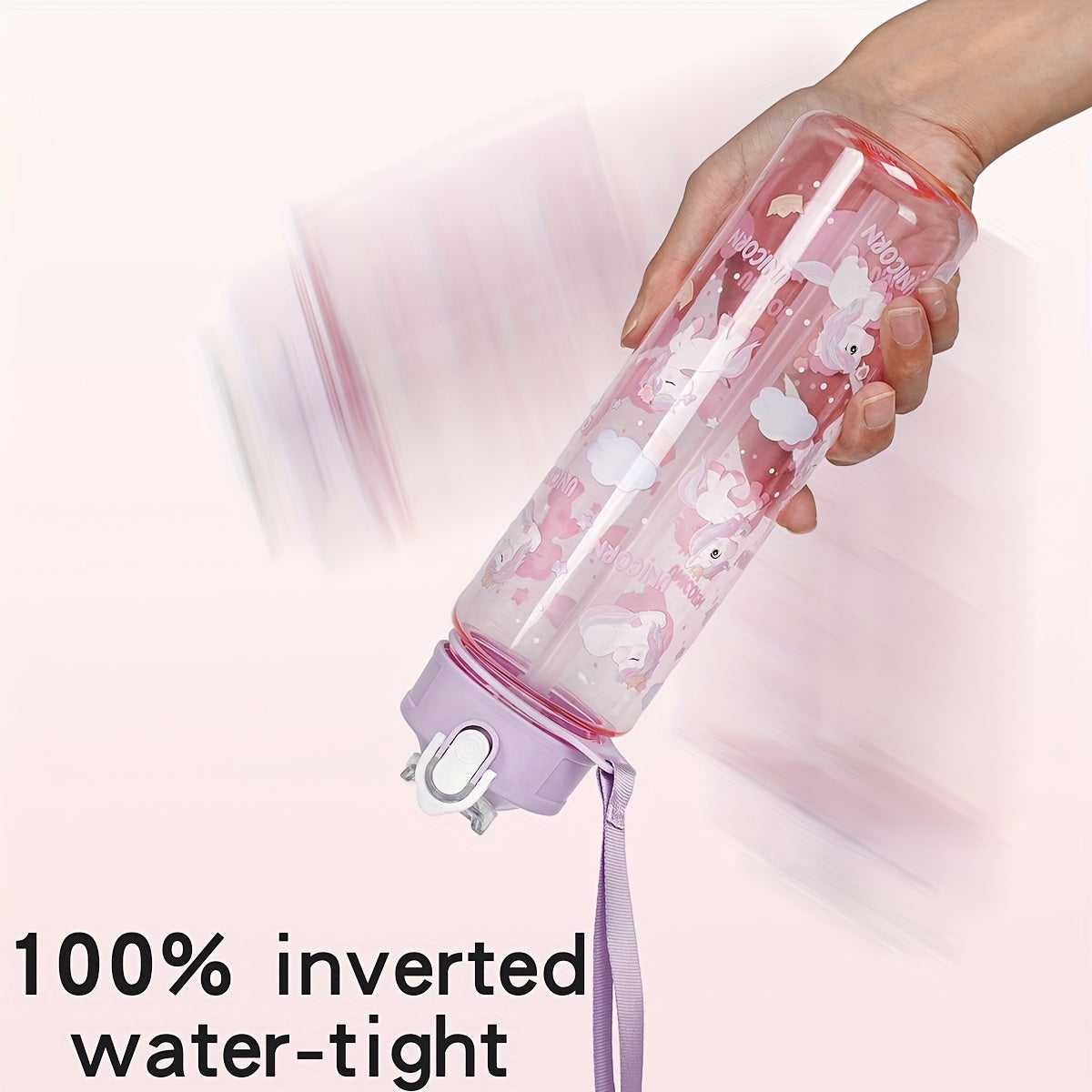 Multfilm Unicorn va Astronaut suyuqlik o'tkazmaydigan, PVCsiz suv shishasi, tashqi faoliyatlar uchun