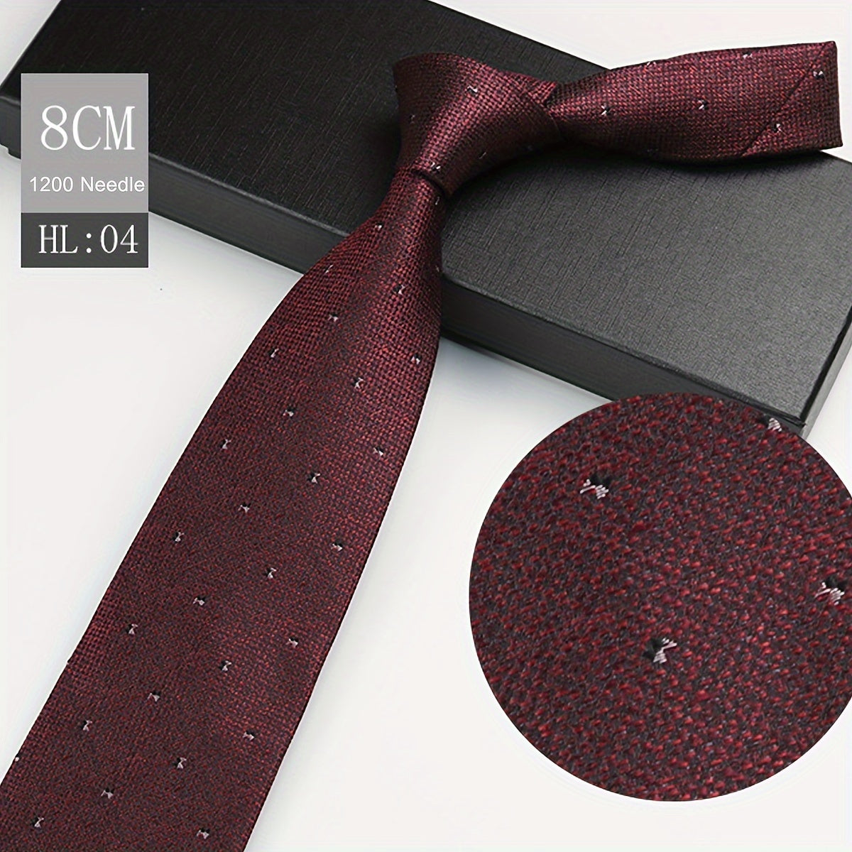 Men's Red Polyester Necktie 8cm Wide for Weddings and Business Events