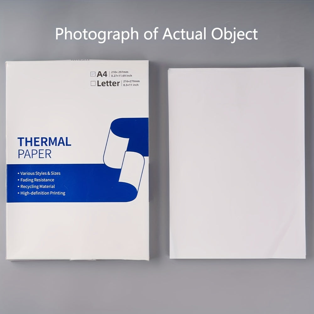 100 piezas de papel térmico A4 21.01x29.69cm mate reciclable para impresora portátil
