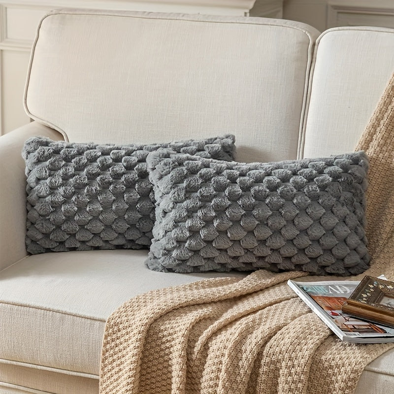 2-набор мягких подушек из искусственного меха с застежкой-молнией, машинная стирка и универсальные для домашнего декора или подарков на Рождество.