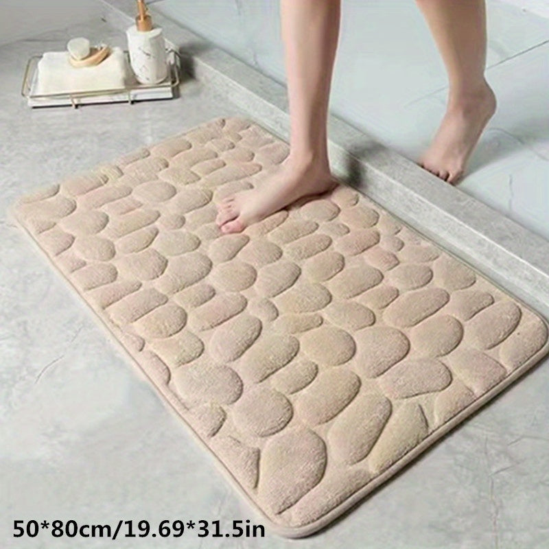 Alfombra de baño de espuma viscoelástica con patrón geométrico, antideslizante, absorbente, tejida plana, de poliéster, de 1.5 cm de grosor