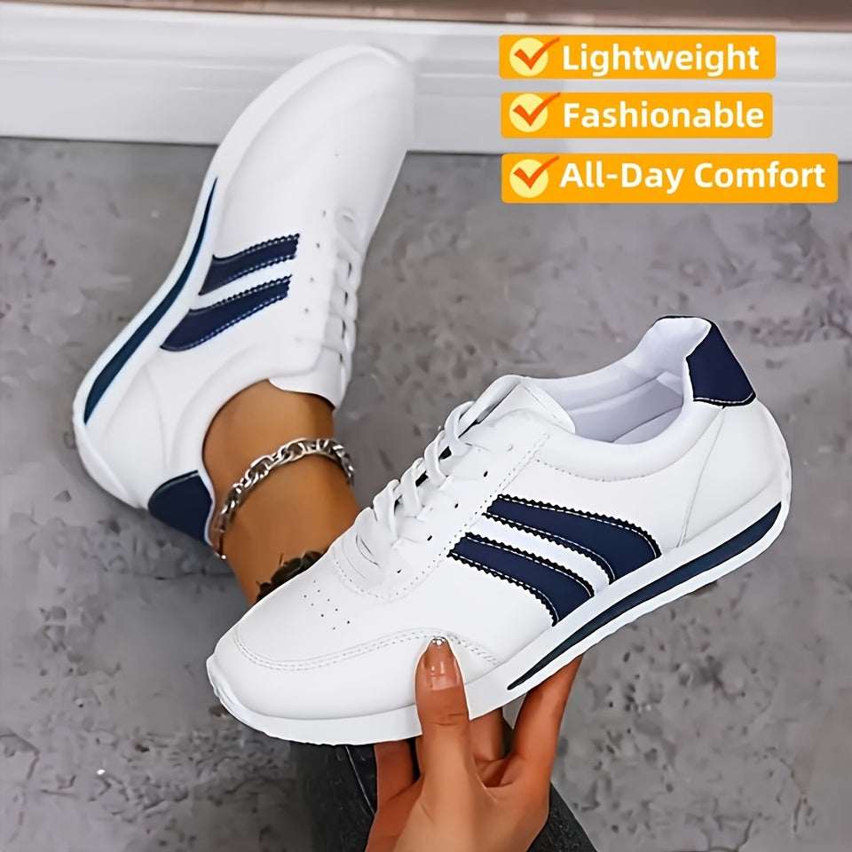 Women's Lightweight Sneakers Non-Slip Cushioned Walking Shoes Blue and White