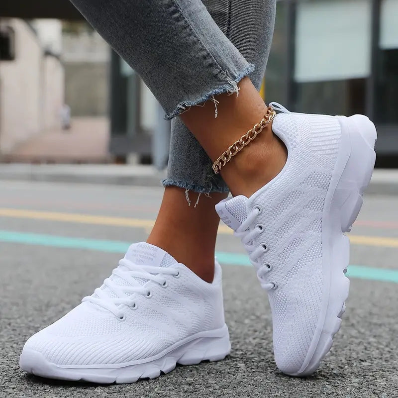 Women's White Slip-On Sneakers Light-Colored Casual Shoes