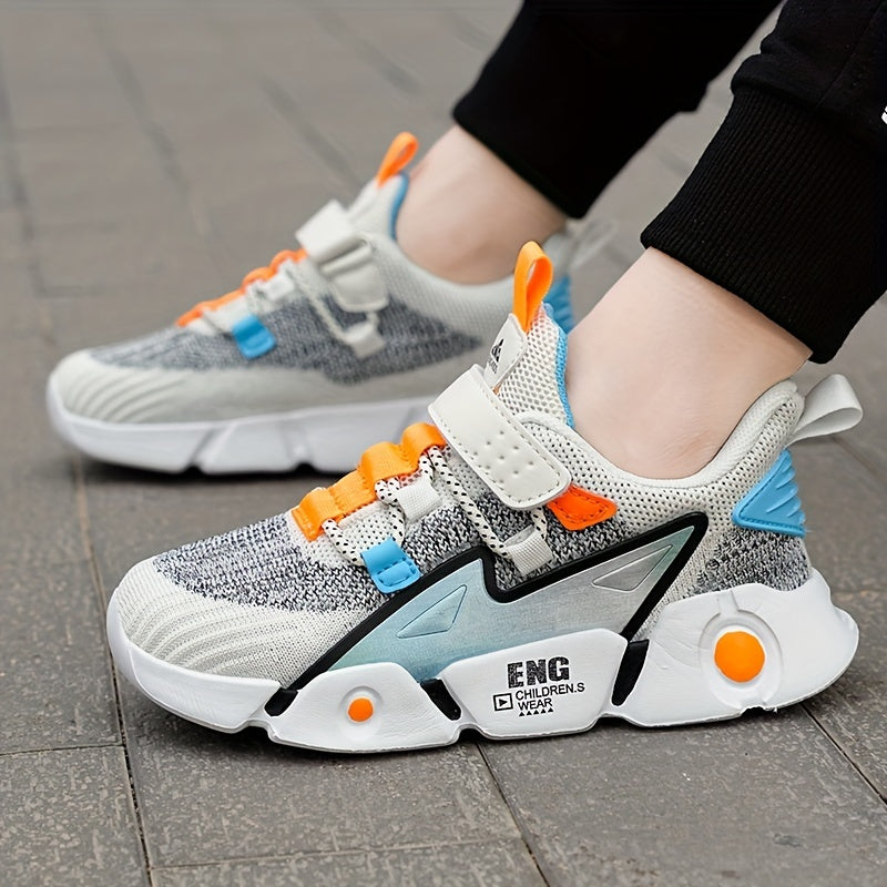 Boys Color Block Breathable Lace-Up Sneakers for Casual Outdoor Activities
