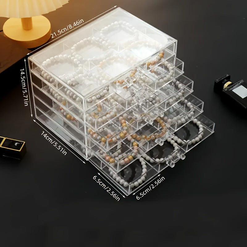 Acrylic Jewelry Box with Drawers Transparent Earring Storage and Display Stand