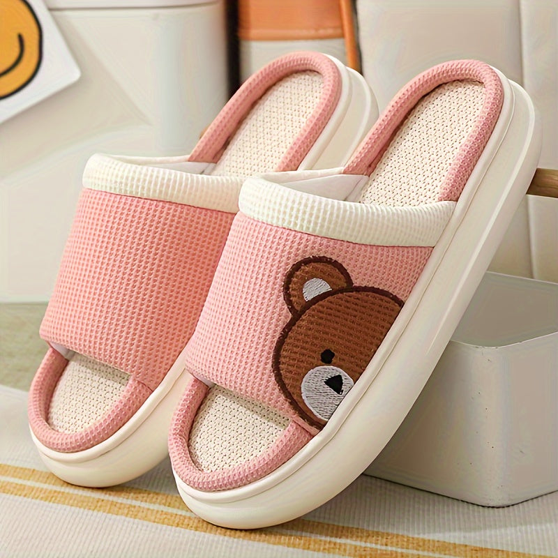 Women's Linen Indoor Slippers Non-Slip Breathable for Home Use