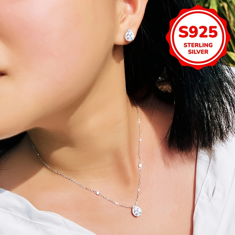 Eng yaxshi tanlov - 925 sterling kumushda elegant suv tomchisi shaklidagi kubik zirkoniya bilaguzuk va quloq uzuklari to'plami - gippoallergen va qizlar, ayollar, tug'ilgan kunlar, bayramlar, prom kechalari va kundalik kiyimlar uchun mukammal