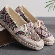 Ayollar uchun slip-on tekis poyabzal nafas oladigan mato rezina taglik Barcha mavsumlar uchun