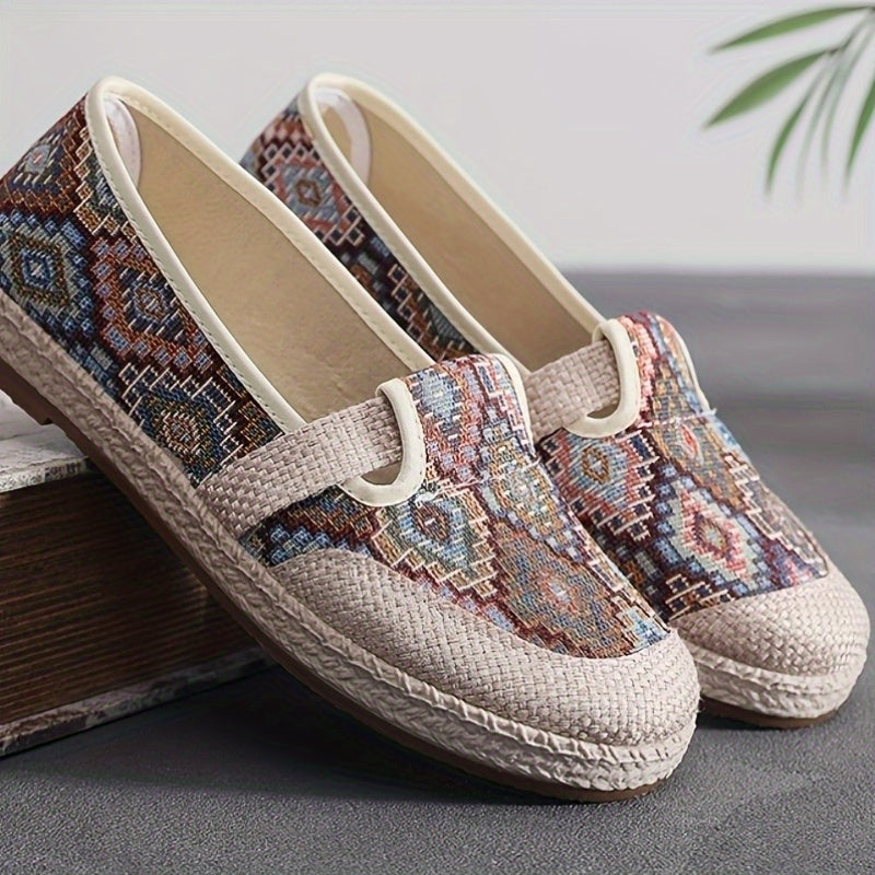 Women's Slip-On Flat Shoes Breathable Fabric Rubber Sole All-Season