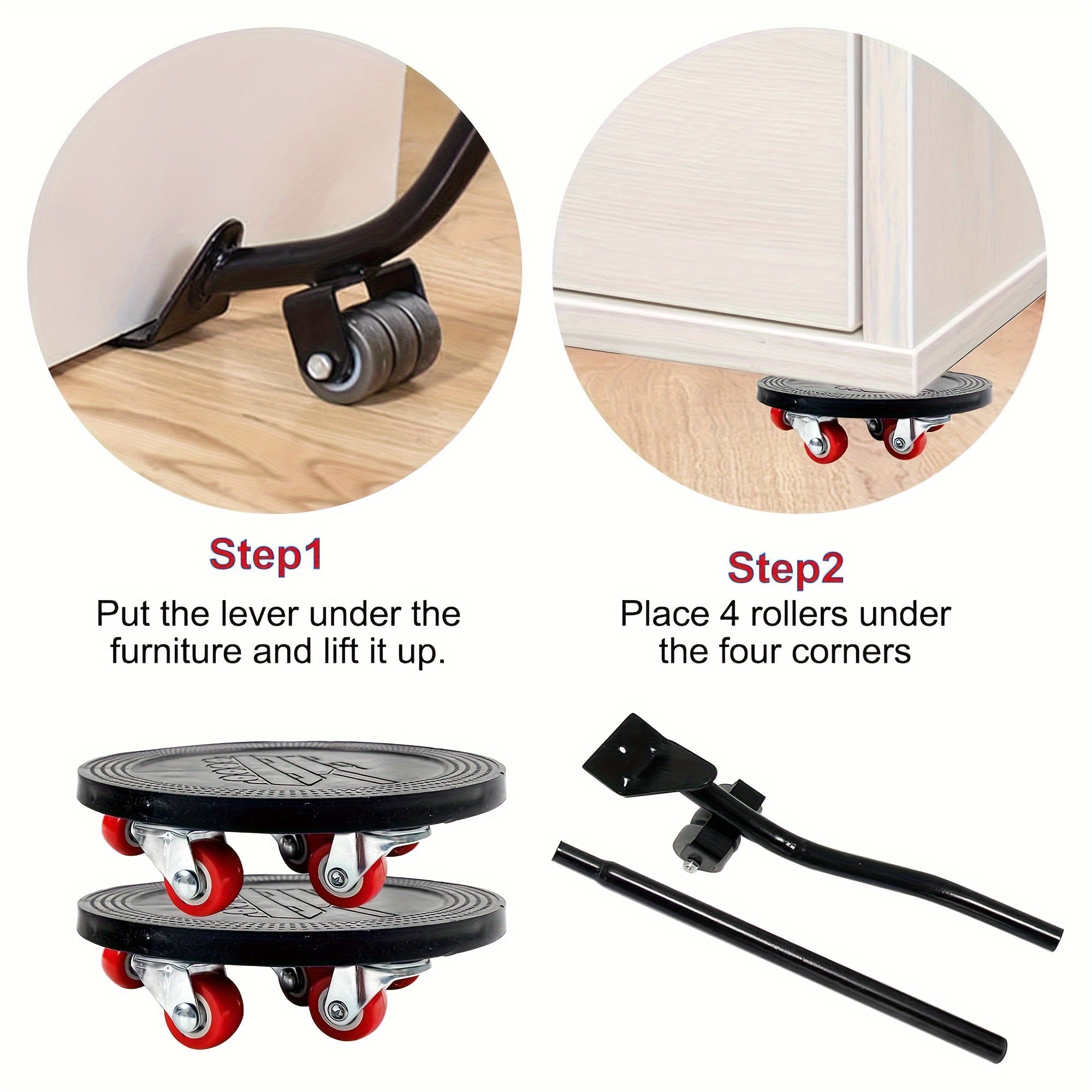 Тяжёлая мебельная тележка для перемещения грузов, грузоподъемность 725 кг, с 6 колесами и выдвижной ручкой