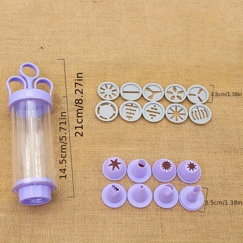 Christmas Cookie Decorating Kit with Piping Gun and Icing Tips for Cupcakes and Muffins