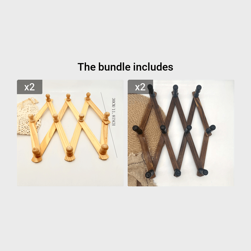 Gancho de pared retráctil de madera para bolsas, toallas, ropa y sombreros