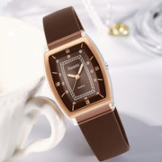 Women's Quartz Watch Silicone Band Classic Barrel Shape Analog Watch