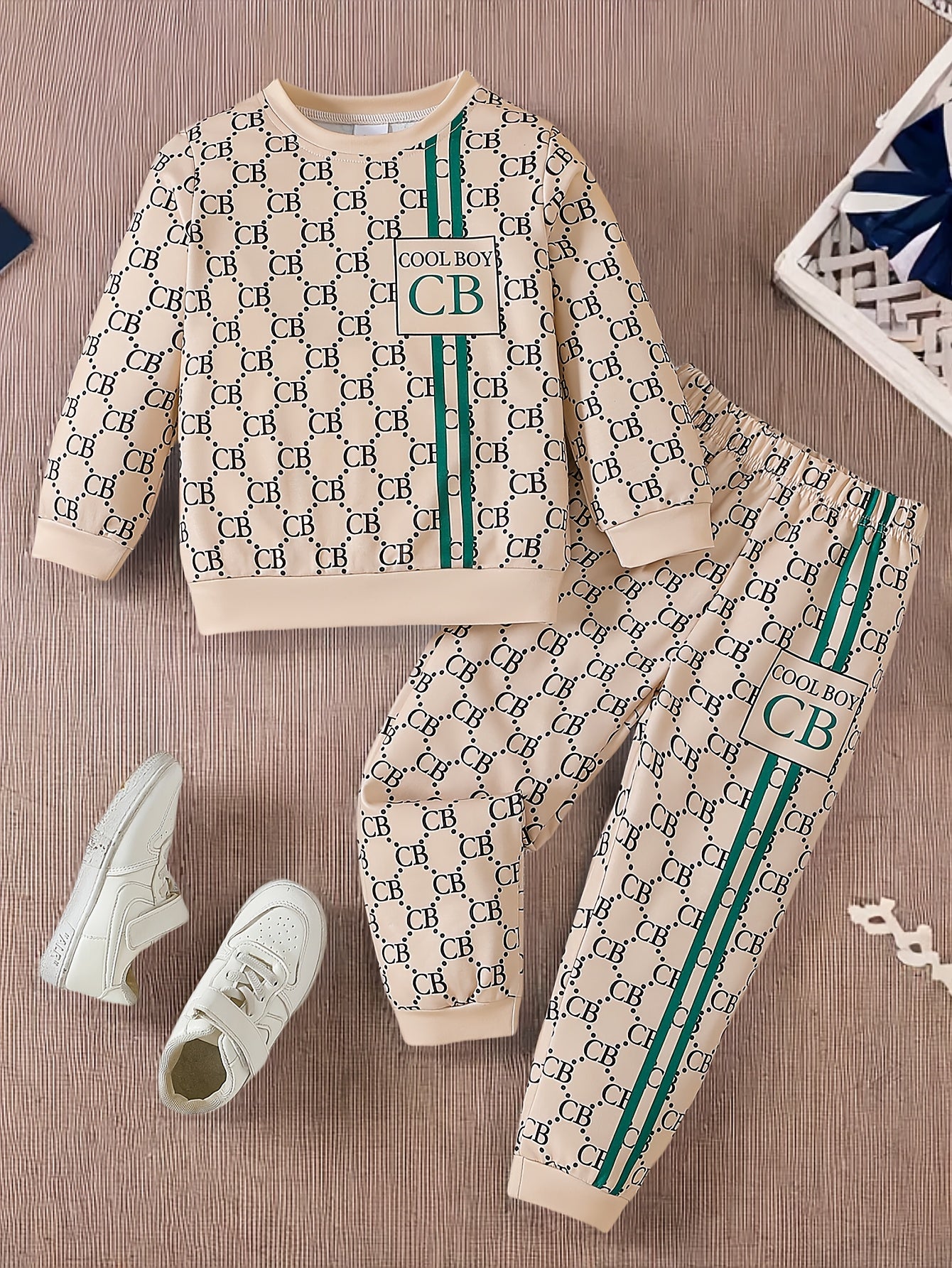 Boys' Long Sleeve Crew Neck T-Shirt and Pants Set Alphabet Pattern Knit Polyester Spandex Spring Fall