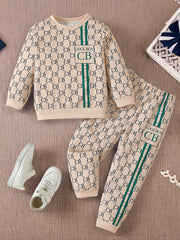 Boys' Long Sleeve Crew Neck T-Shirt and Pants Set Alphabet Pattern Knit Polyester Spandex Spring Fall