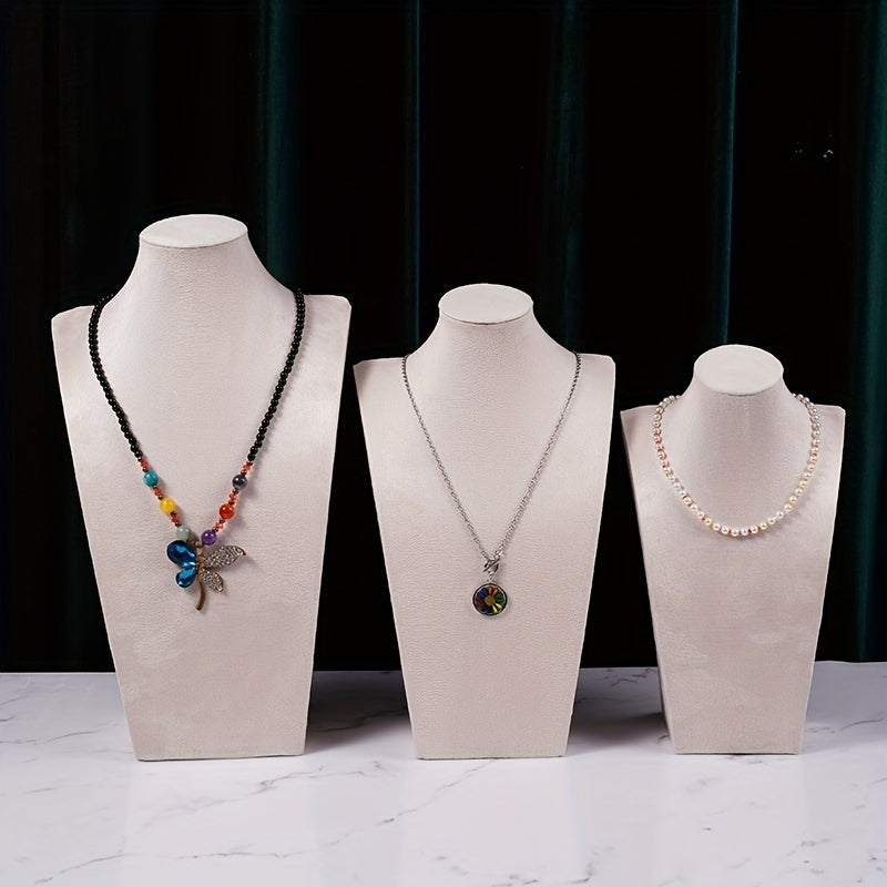 Zargarlik buyumlarini namoyish qilish uchun taqinchoqlar va zanjirlar uchun stand, guruch rangli velvettan tayyorlangan, H-shaklidagi portret modeli