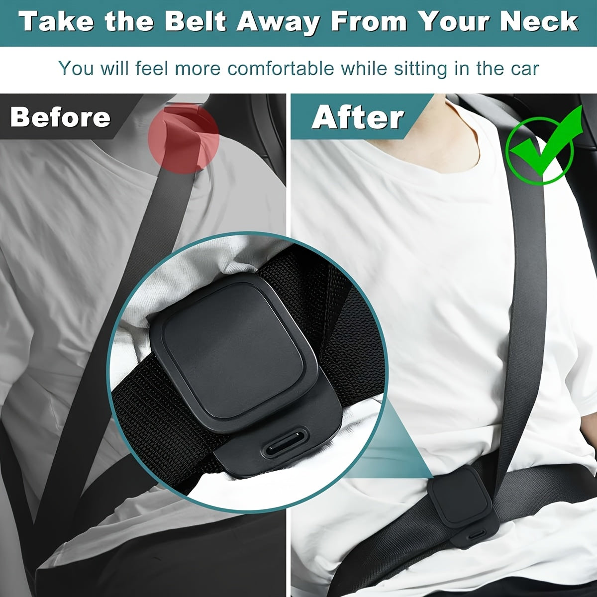 Comfortable Car Seat Belt Adjusters for All Vehicles Durable TPU Ergonomic Design