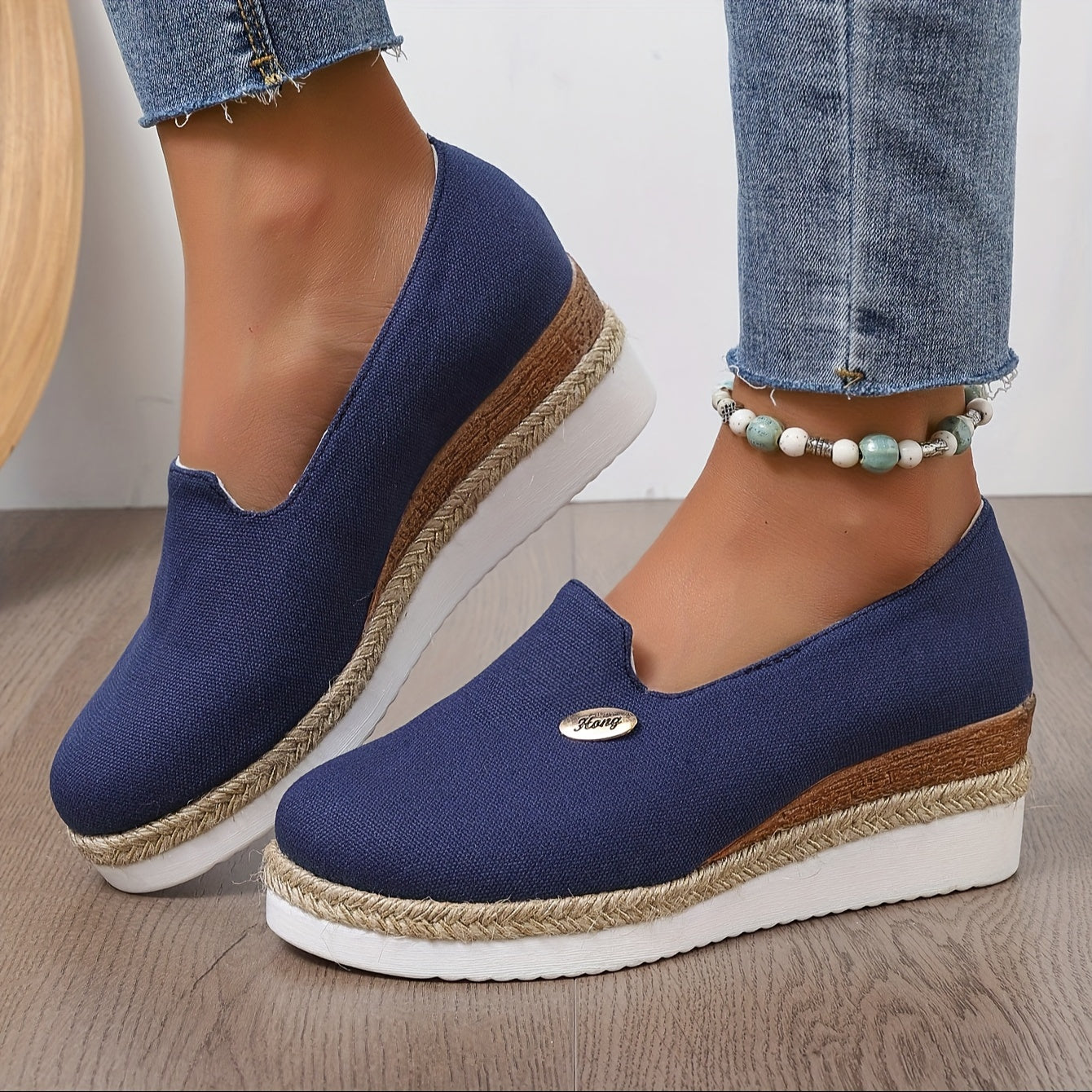 Women's Casual Espadrille Platform Pumps with Round Toe and High Heel